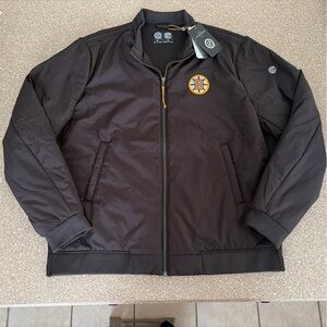 Society of Threads Boston Bruins Hockey Hybrid Bomber Jacket Black Men’s Large L